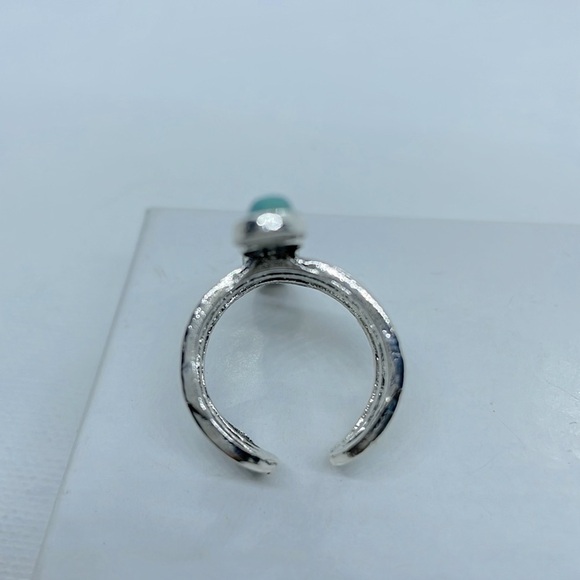 Turquoise Stone Linear Silver Ring - Picture 11 of 15